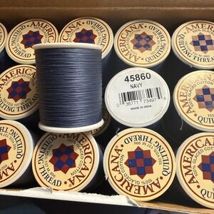 1 Case:‎ 30 Spools - NAVY Americana Quilting Thread 150 Yds 100% Glacéd Cotton